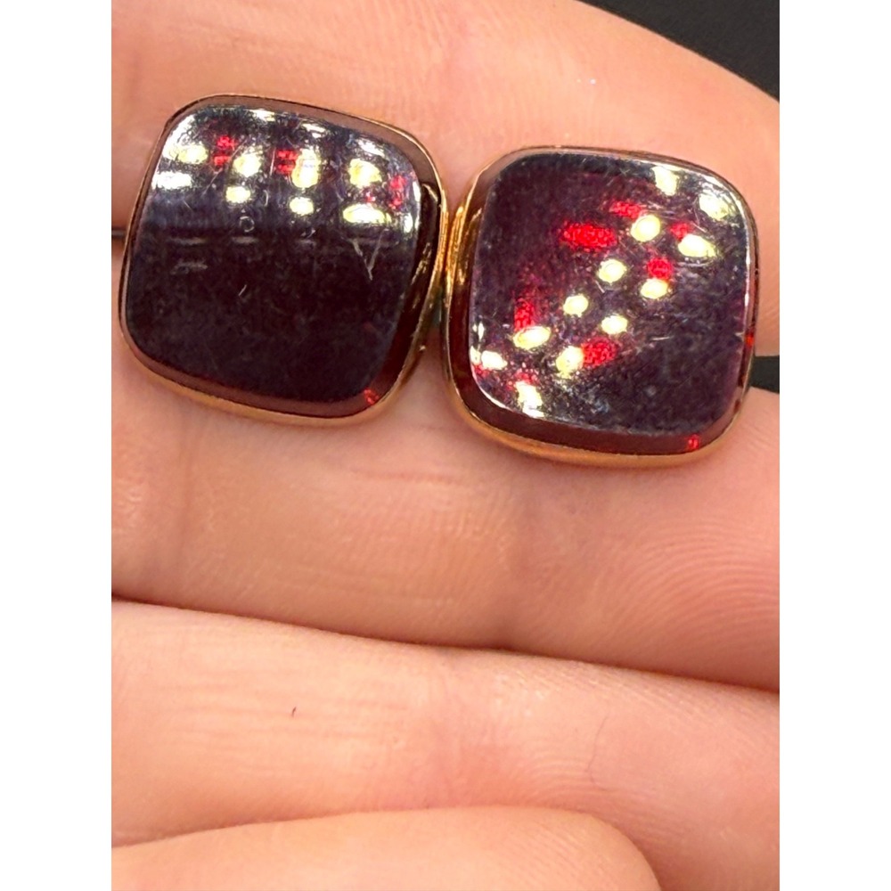 Vintage Cufflinks Red‎ Glass Gold Tone